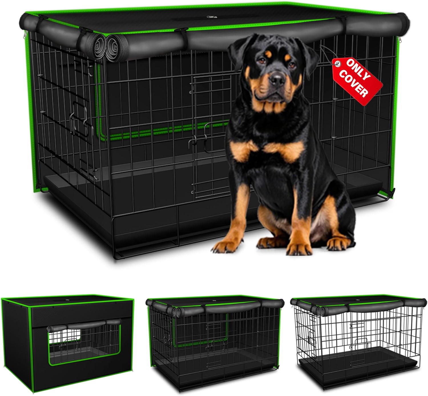 Dog Crate Cover, Insulated Dog Kennel Cover & Dog Cage Cover, 600D Oxford Ventilated Insulated Noise-Reducing, 54''L×37''W×45''H, Anxiety Relief 90% UV Block Waterproof