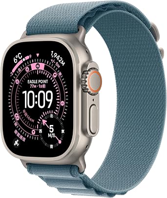 Apple Watch Ultra 3 GPS + Cellular Model - 49mm Natural Titanium Case with Light Blue Alpine Loop - Medium