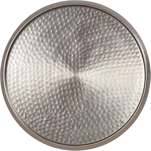 Miniatura 9 de Kate and Laurel Sanzo - Mesa moderna de pedestal para bebidas, 9 x 9 x 23 pulgadas, níquel antiguo, mesa auxiliar decorativa con mesa martillada