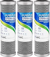 Vista 10 de Cartucho de repuesto de filtro de agua de carbón CTO de casa completa de 1 micrón 2.5" x 10" para sistema de filtro de agua bajo el fregadero