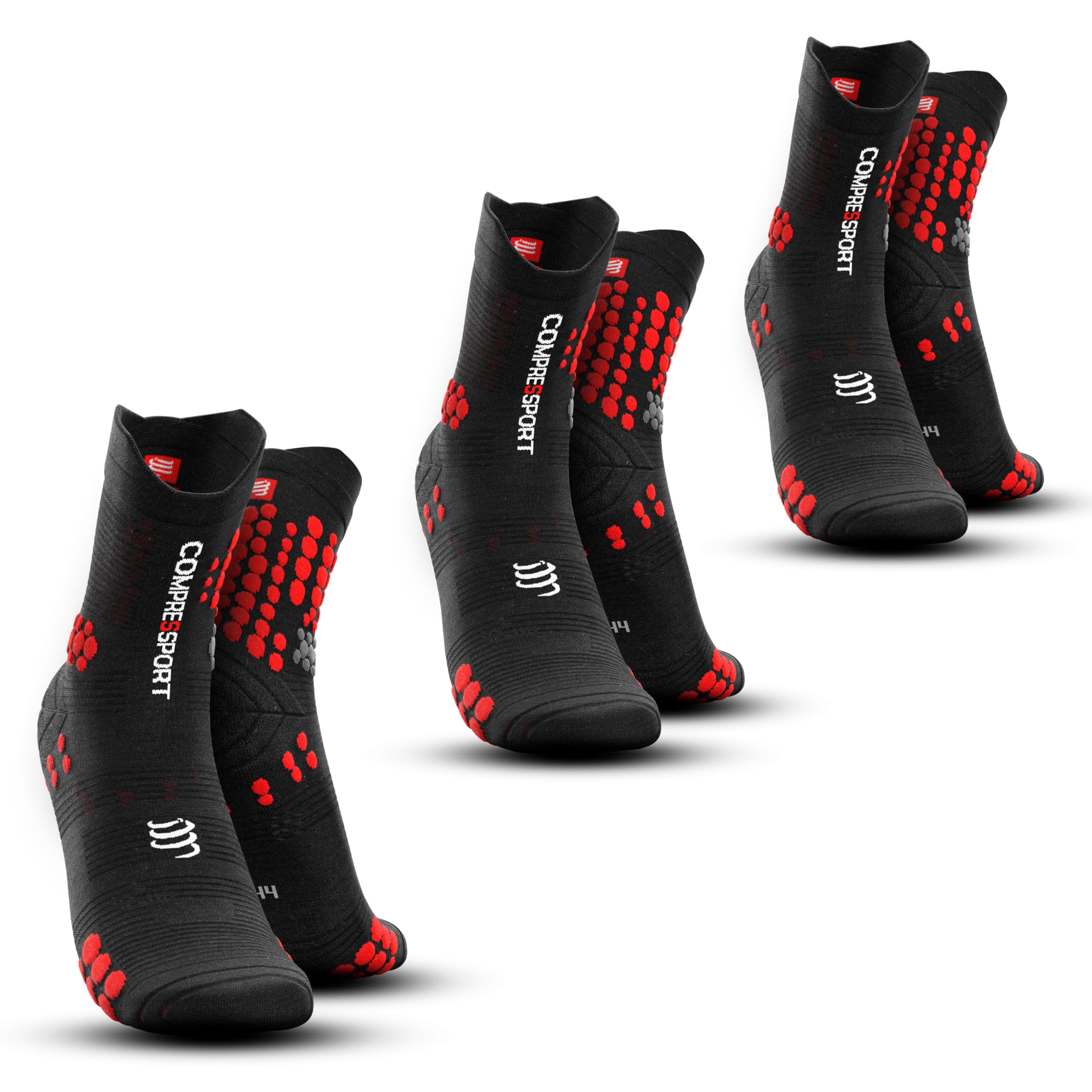 COMPRESSPORT Pro Racing Socks v3.0 Trail - Set di 3 paia | Calze da trail ad alte prestazioni - asciugatura rapida | assorbimento degli urti | anti-bulbi | Tutto il terreno