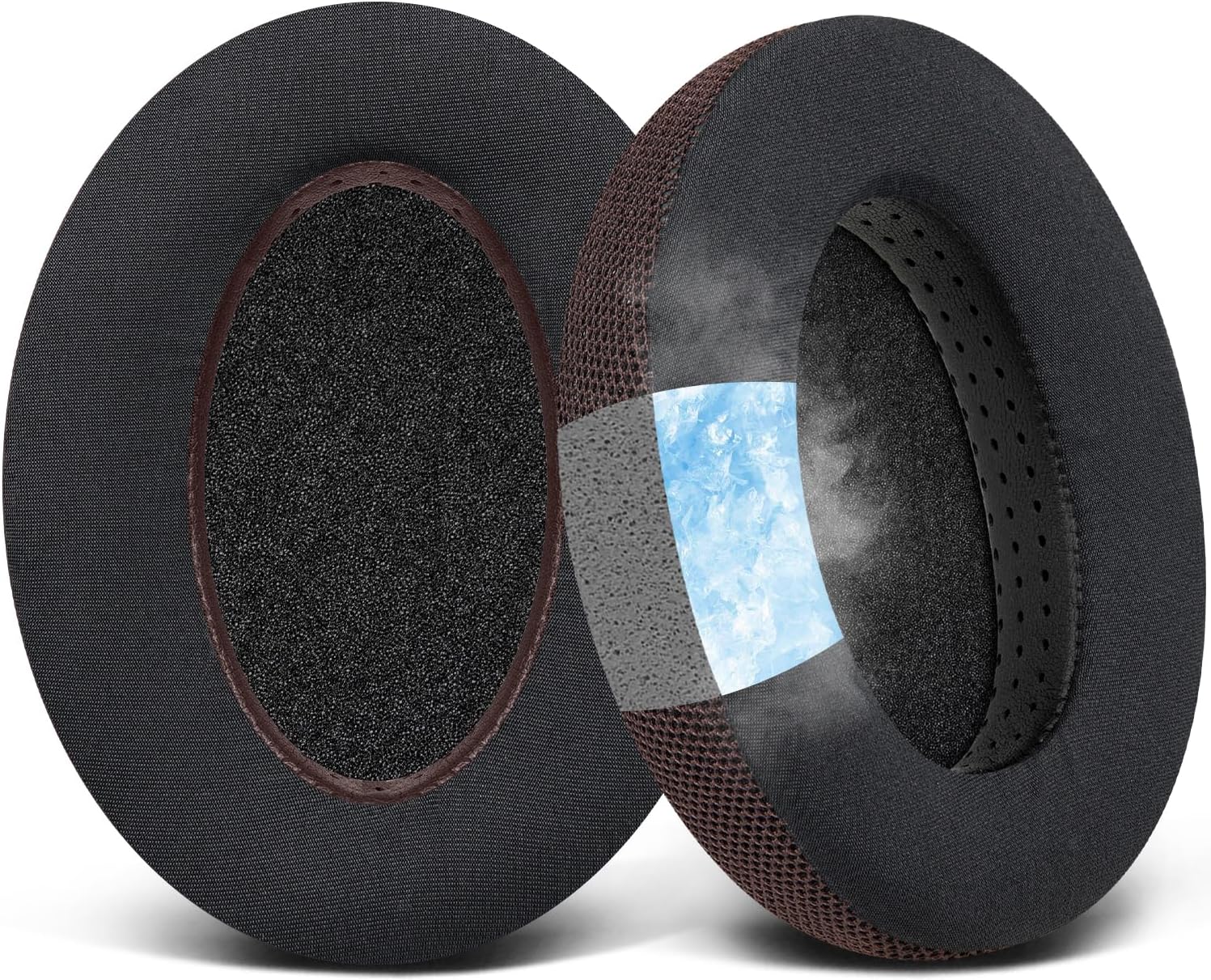 SOULWIT Cooling-Gel Earpads Cushions Replacement for Sennheiser HD650, HD660 S, HD660S2, HD600, HD6XX, HD58X, HD580, HD565, HD545, HD535 Headphones, Ear Pads with Ice Silk Fabric - Dark Coffee