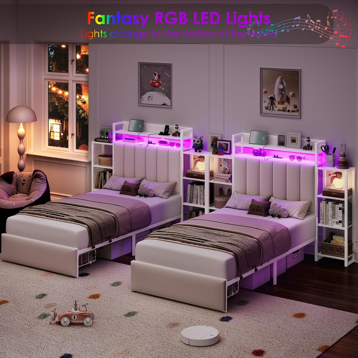 Keyluv Twin Bed Frame charging station