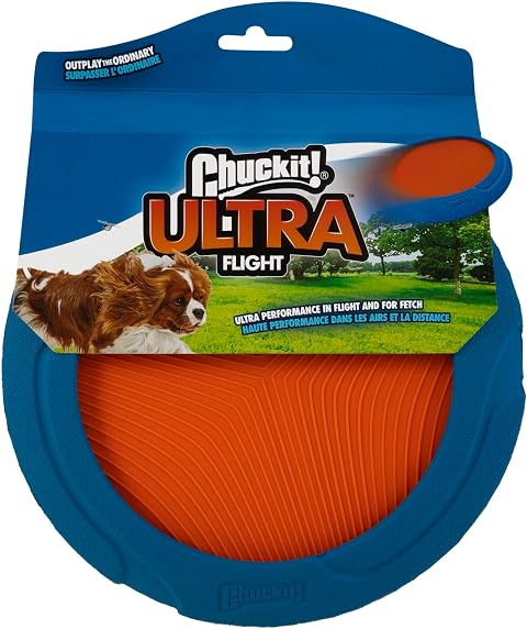 Chuckit! Ultra Flight – Frisbee Rubber Dog Toy for Extended Distance Playtime, Easy Pickup & Clean (Pack of 1)