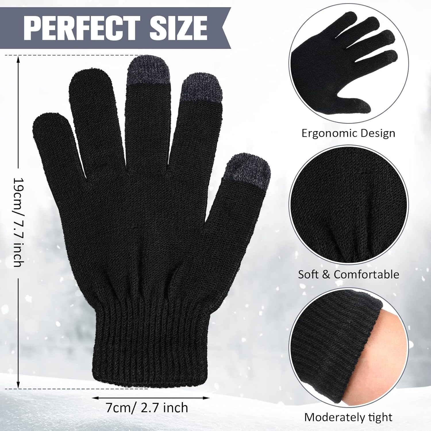 Yahenda 80 Pairs Winter Gloves Bulk Touchscreen Knit Gloves Stretchy Warm Mitten Gift Unisex for Men Women Homeless Charity