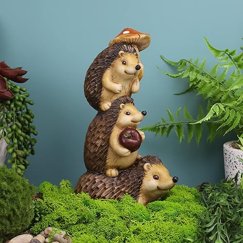 Miniatura 9 de MADECO Estatuas de erizo de jardín, decoración al aire libre, figura de erizo de resina, regalos para padres e hijos, decoraciones para patio,