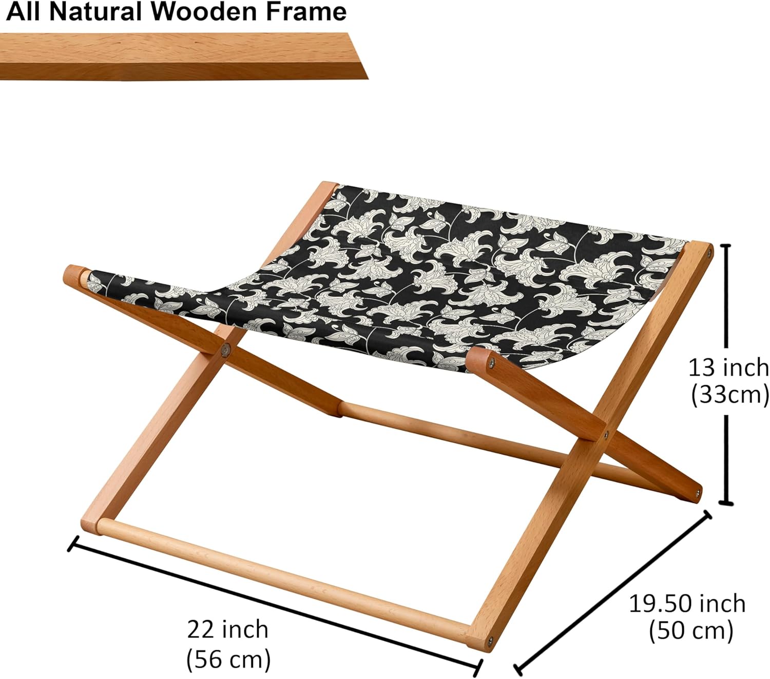 review Ambesonne Flower Pet Hammock, Vintage Style Blossoming Flowers on Dark Toned Background Flourishing Nature, Bed for Kittens Canopy with Durable Wooden Frame, 22