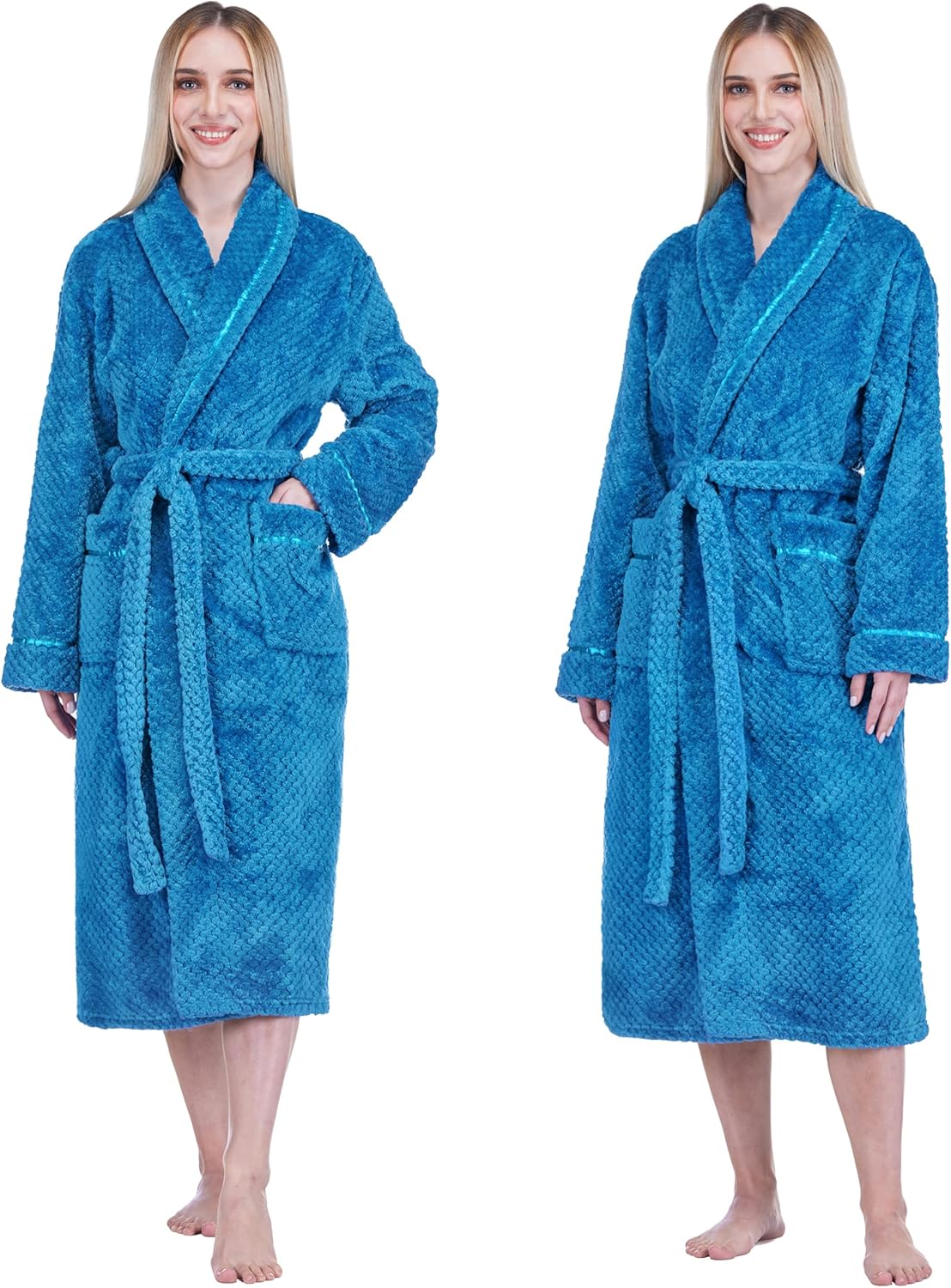 PAVILIA Women Plush Fleece Robe, Soft Textured Bathrobe, Lady Cozy Spa Long Robe - Image 5