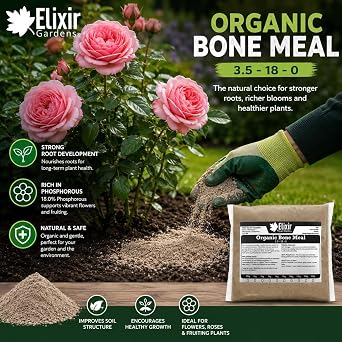 Elixir Gardens Bone Meal Organic Fertiliser Plant Shrub Feed | 3kg Bag