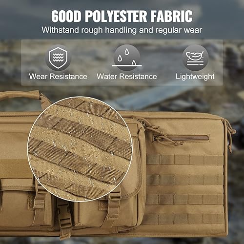Miniatura 6 de VEVOR Bolsa para rifles, bolsa táctica doble larga para pistola de 42 pulgadas, funda suave para rifle con cremallera con bloqueo, asa portátil y