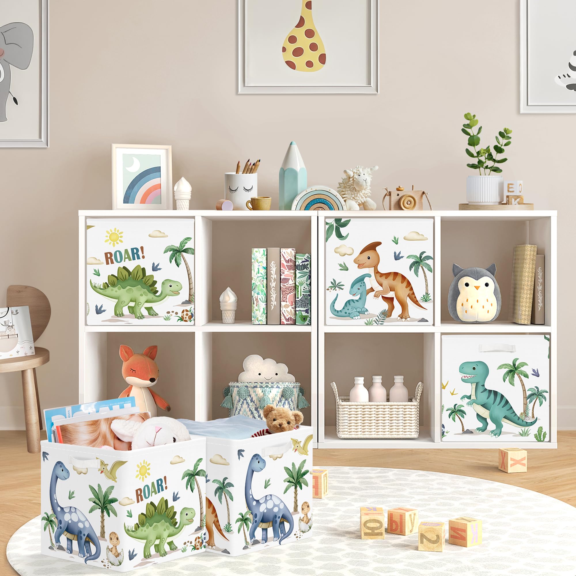 30cm Aufbewahrungsbox 3 Stück Dinosaurier Aufbewahrungskorb Kinder Faltbar Tyrannosaurus Rex Aufbewahrungswürfel Organizer Für Spielzeug Bücher Kleidung, Boho Dino