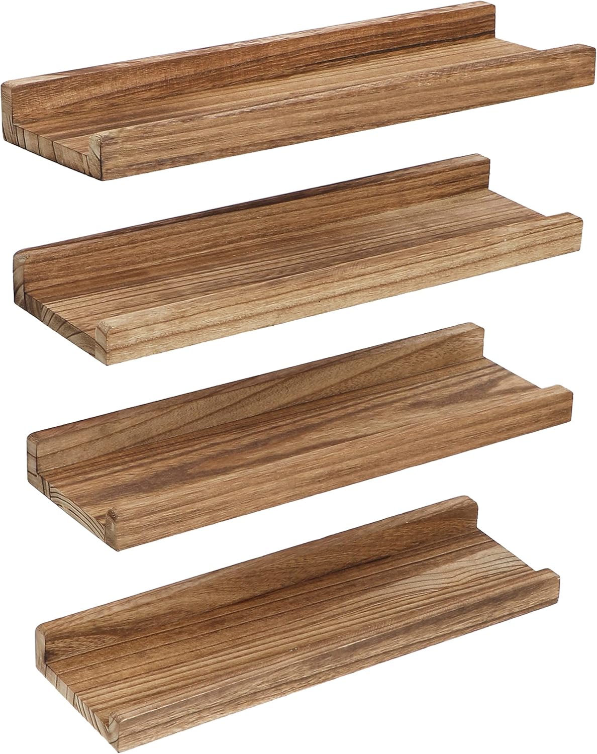Picture Shelf with Ledge,Photo Ledge Shelves Set of 4,Rustic Wood