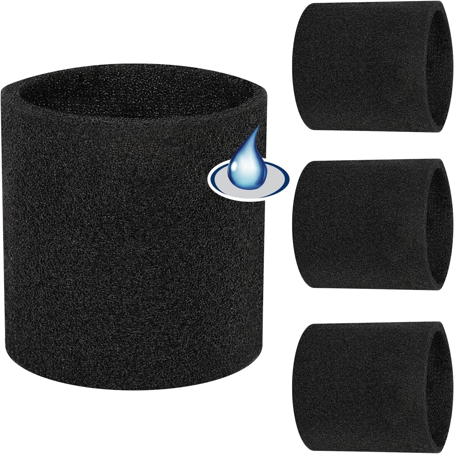 4 Pack 90585 Foam Sleeve Filter Fit for Shop Vac 5 Gallon and Above Wet/Dry Vacuum, Part# 9058500, 9058508, 9058511, 9058527, 9058533, Type R