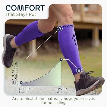 Rymora Calf Compression Sleeves Men Women - Leg Compression Sleeve Footless Socks - Shin Splint Relief Fitness Running