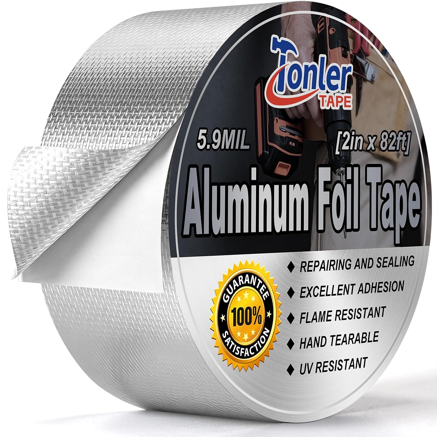 Fiberglass Aluminum Foil Tape 4" x 82ft Flame Retardant Heat Reflective