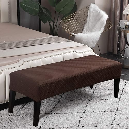Vista 15 de Fundas de banco Fundas de banco lavables rectangulares para comedor con elástico inferior Funda protectora elástica de muebles para sala