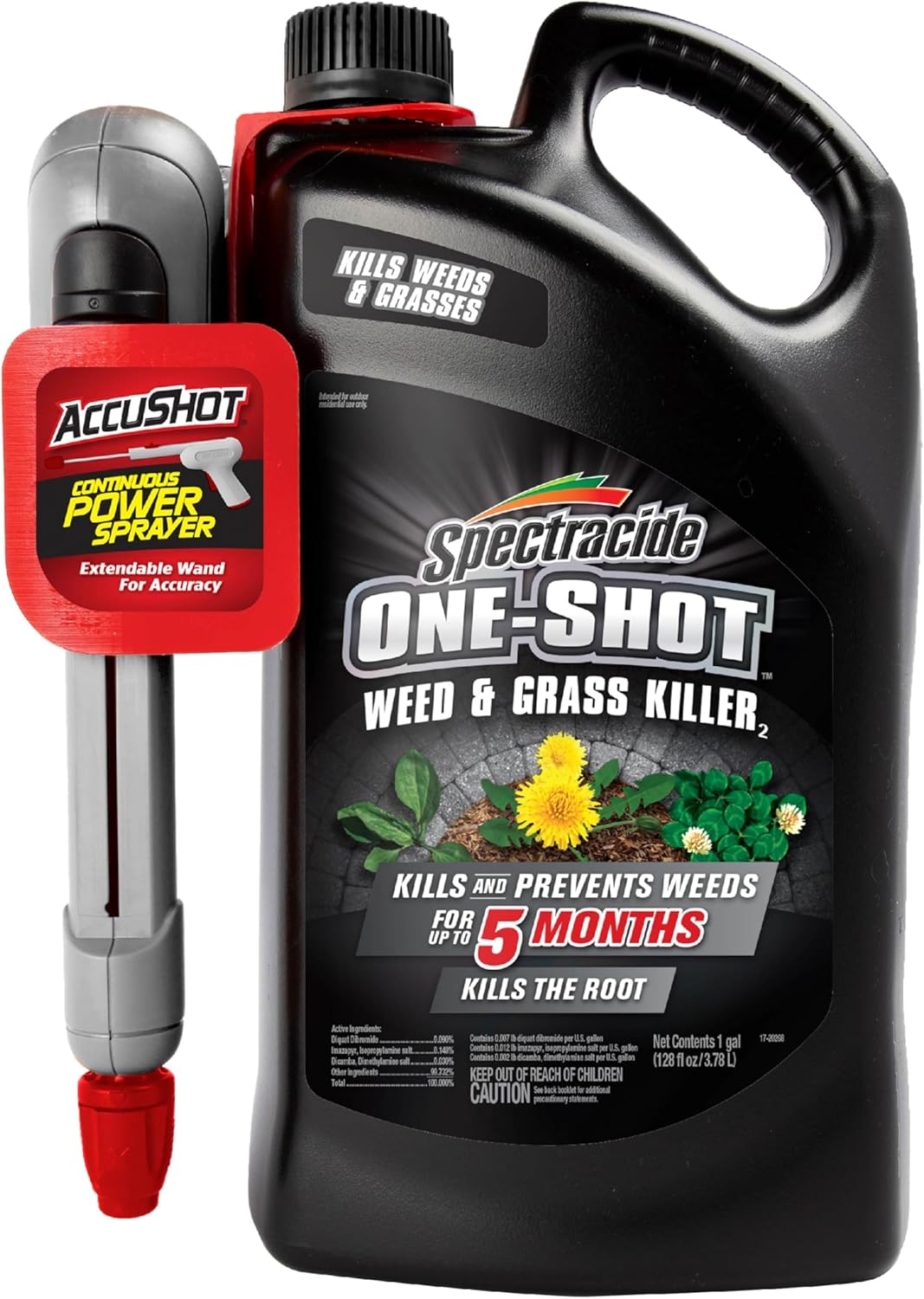 Spectracide One-Shot Weed & Grass Killer with AccuShot Sprayer, 1 Gallon, Kills Weeds and Grass with Results Same Day and Prevents Regrowth for Up to Five Months