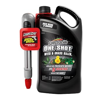 Spectracide One-Shot Weed & Grass Killer with AccuShot Sprayer, 1 Gallon, Kills Weeds and Grass with Results Same Day and Prevents Regrowth for Up to Five Months