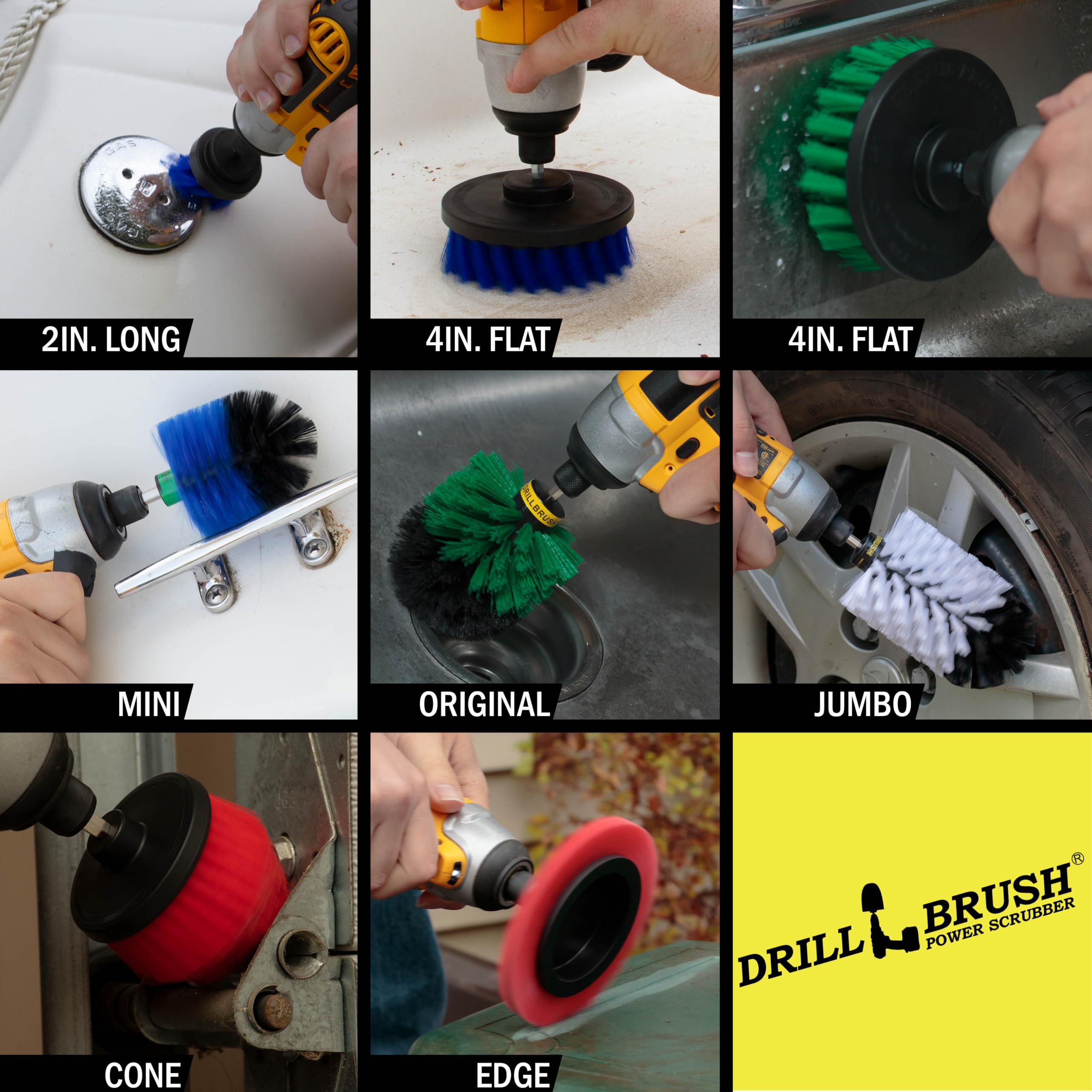 Drillbrush Accesorios de limpieza eléctrica para coche, cocina, barco y limpieza al aire libre, cepillo de rueda de nailon para taladro, juego de cepillos de taladro limpiador de horno, herramienta de