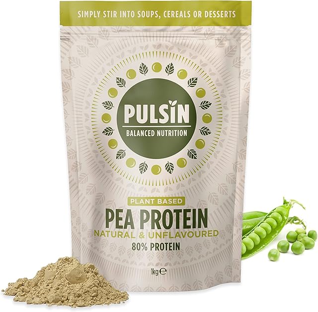 Pulsin - Unflavoured Vegan Pea Protein Powder - 1kg - 8.0g Protein, 0g Carbs, 41 Kcals Per Serving - Gluten Free, Plant Based, Palm Oil Free & Dairy Free