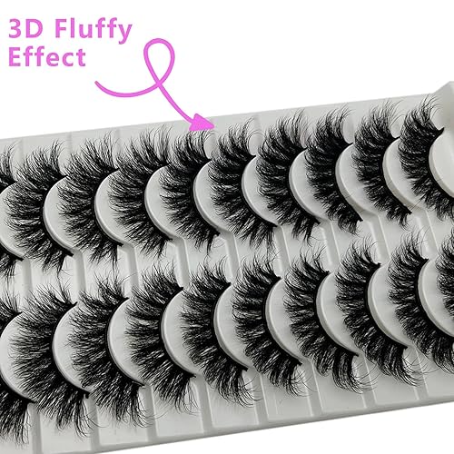 Miniatura 10 de Wispy - Pestañas de ojo de gato de aspecto natural rizo C de 078 pulgadas esponjosas 3D de visón paquete de 20 pares de pestañas postizas