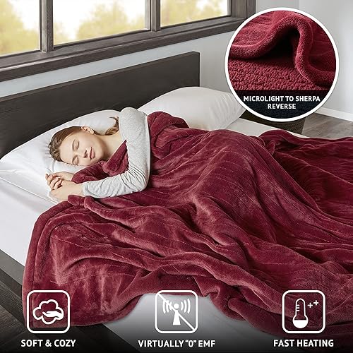 Vista 3 de Beautyrest - Manta Eléctrica Reversible de Felpa ultraligera - Manta Eléctrica, Regulador de Múltiples Niveles de Calor Acogedor Sofá Sala de Estar