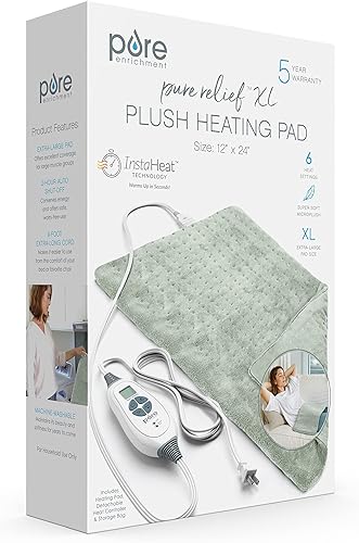 Vista 25 de Almohadilla de calefacción con tecnología de calentado rápido Purerelief XL, tamaño King, 6 ajustes de temperatura y bolsa de almacenamiento Azul