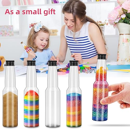 Miniatura 4 de 24 botellas vacías de plástico de 5.6 onzas de altura fina con cubierta de sello de metal negro, recipientes para botellas de mensajes de deseos,