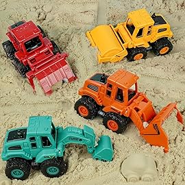 Beestech Construction Toys for 3 Years Old Boys Girls Kids, Friction Powered Construction Truck Toys Vehicles Sand Toys Trucks Excavator, Bulldozer, Road Roller (Colorful 4 Pack)