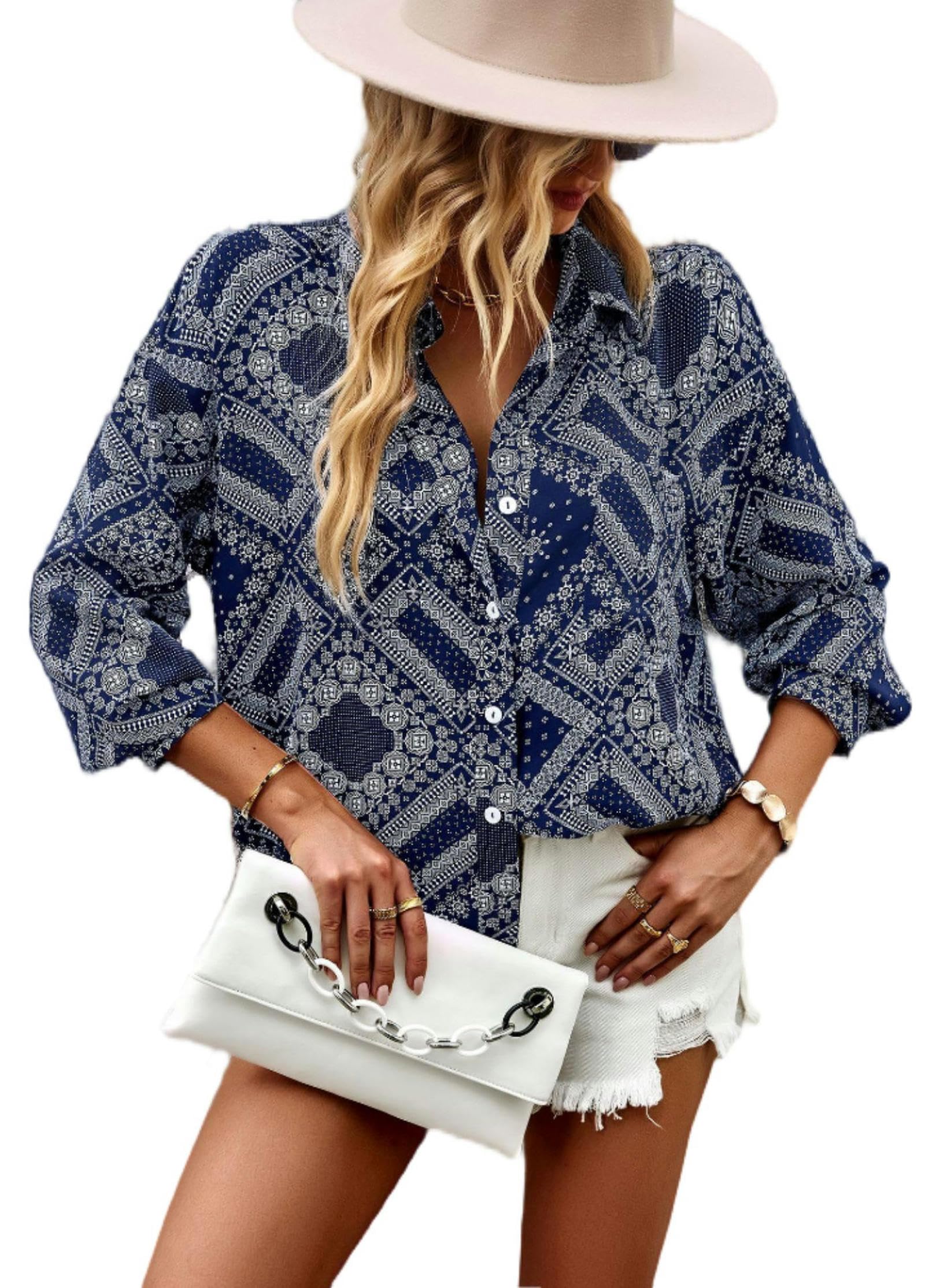 Camisa de Manga Larga para Mujer, Estilo Informal, para Las Cuatro Estaciones, Color Blanco, Talla S