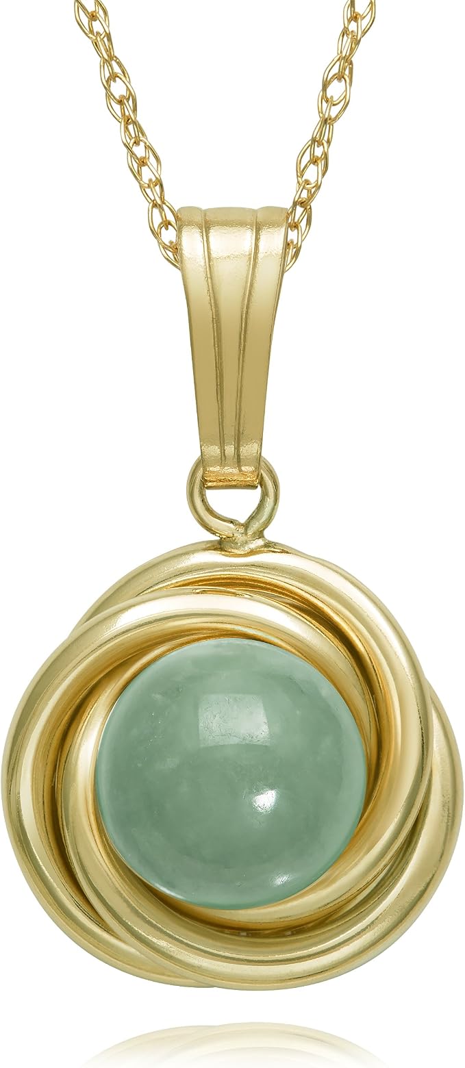 Natural Green Jade Pendant Necklace,18 