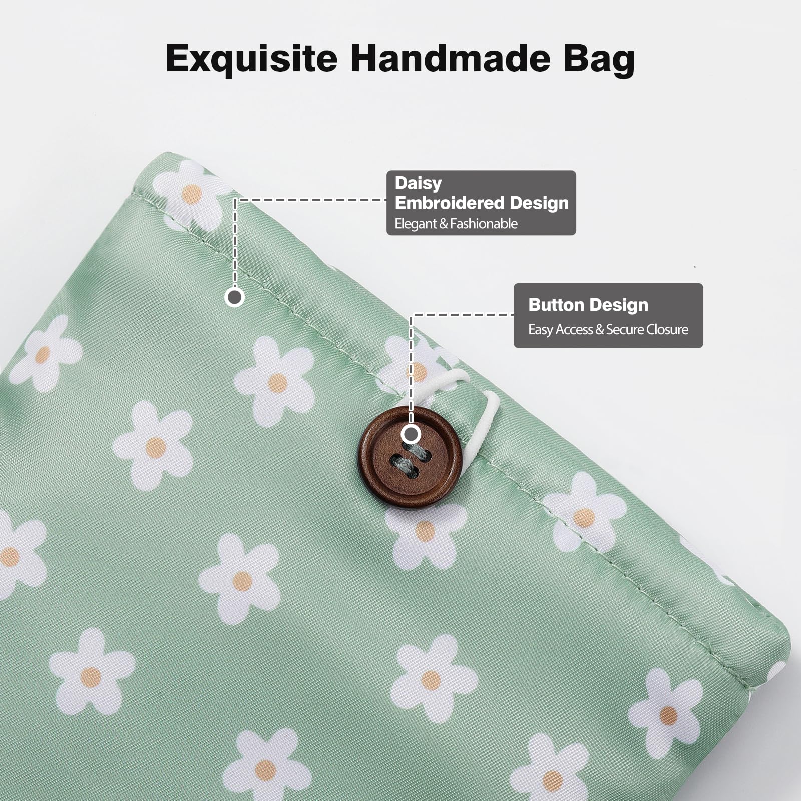 MoKo Fiori Verdi Imbottito Sleeve Pouch per Kindle Colorsoft Paperwhite 12° Gen 2024 Oasis Voyage Kobo eReader 6-7 Pollici