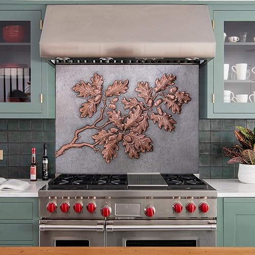 Miniatura 5 de Kitchen Backsplash, Oak Tree Branches and Acorns Copper Backsplash, Custom Copper Backsplash Panel, Handmade Copper Backsplash Tile, Indoor Outdoor