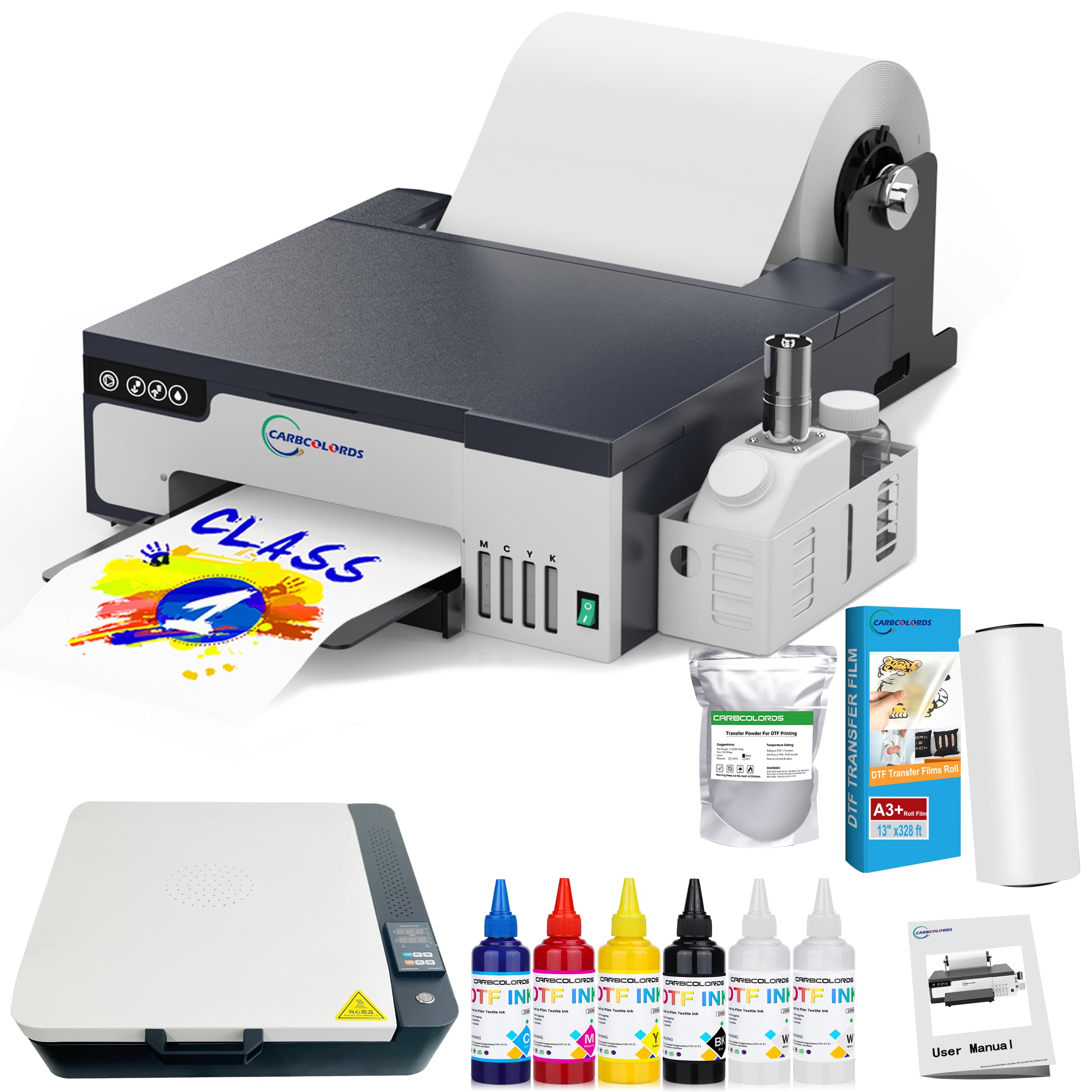 A3 DTF Printer - High-Speed Transfer Machine with White Ink Mixing System and Roll Feeder for DIY T-Shirts, Direct to Film Printing (A3 DTF Printer +Oven)