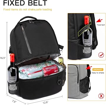 TUGUAN Insulated Cooler Backpack 28L Leakproof Small Cool Bag Rucksack Double Deck Bottom Thermal Compartment 16 Cans Picnic Backpack for Lunch, Beach, Camping