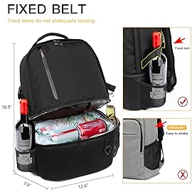 TUGUAN Insulated Cooler Backpack 38/42 Cans Double Deck Leakproof Lightweight Soft Lunch Backpack Small Cooler Bag Beach Picnic, Black