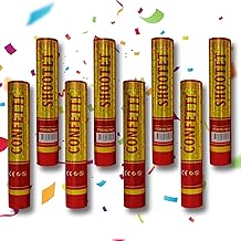 EVOKK Giant Confetti Shooter Cannon – 8Pcs Party Popper Confetti Shooter Biodegradable Compressed Air Party Poppers 20CM, Big Burst for Wedding, Birthday, Celebrations,Baby Shower (20CM, Pack of 8)