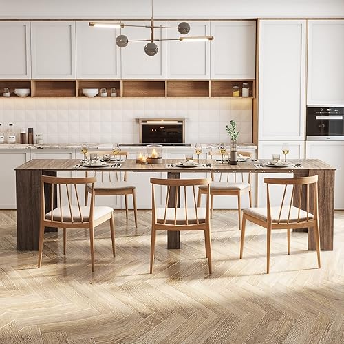 Miniatura 3 de SSLine Mesa de comedor rectangular extensible de 35 a 118 pulgadas, mesa de reuniones de conferencias súper larga para 6, 8, 12 personas, mesas de