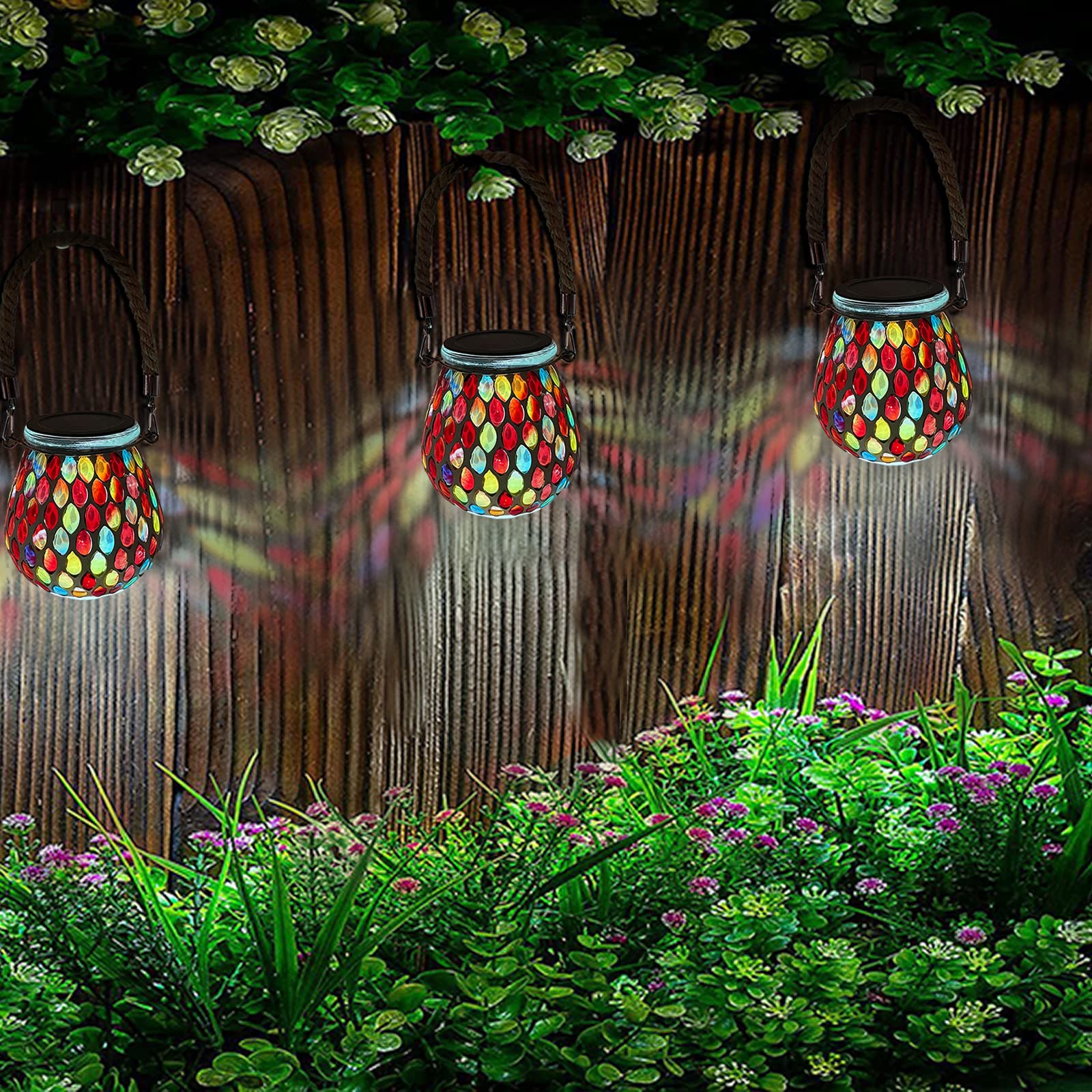 TOTHDATE 2PCS Oval Mosaic Solar Lights Outdoor Garden - Image 2
