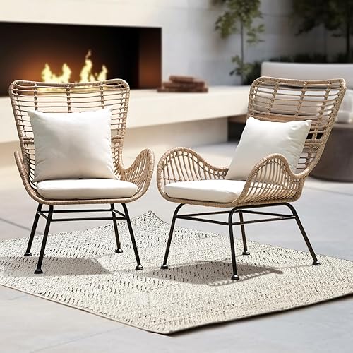 IDZO Isabelle Upgraded 2000 Hours UV Wicker Chairs Outdoor Set