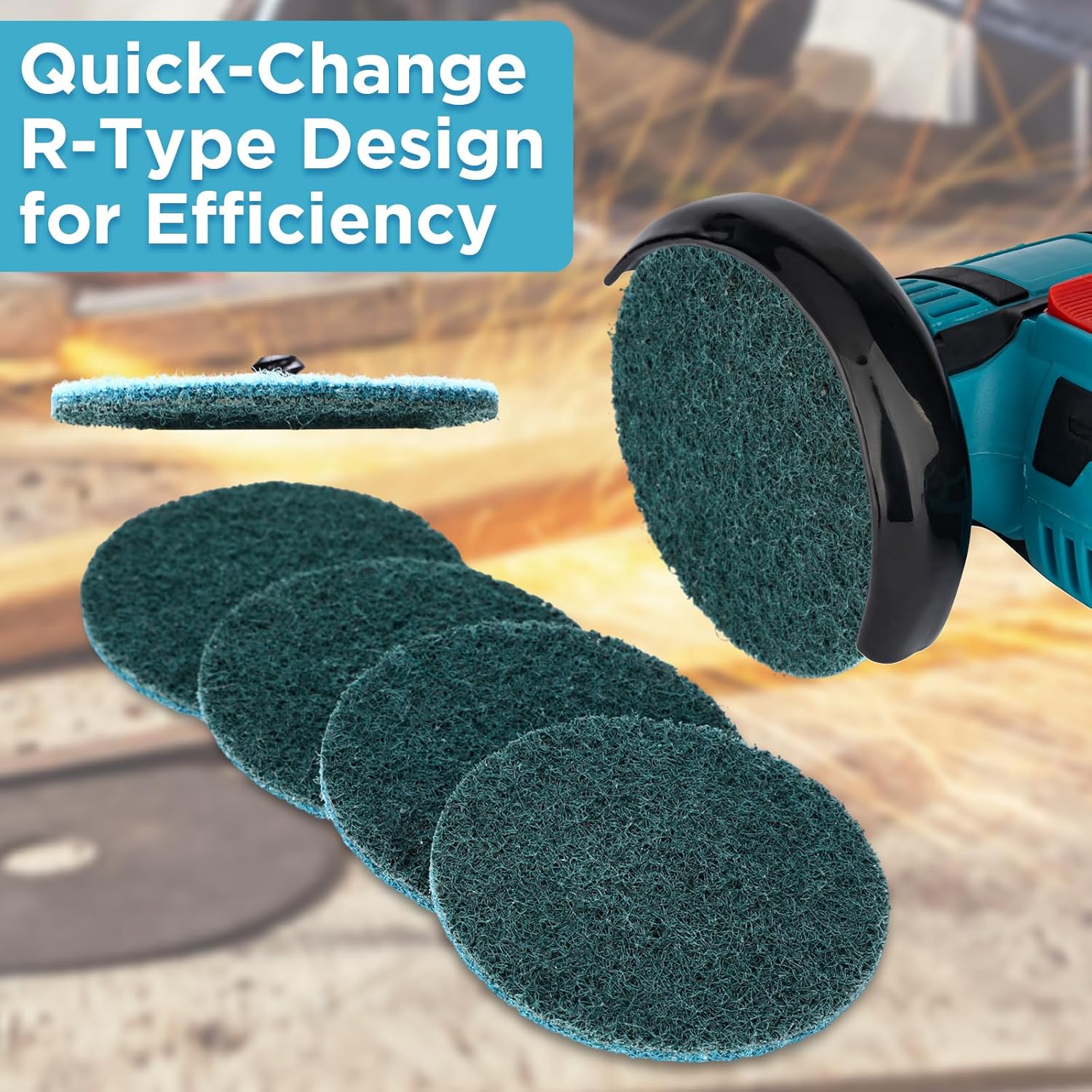 50 Pcs 3 Inch Sanding Discs Quick Change Sanding Discs Nylon Surface Conditioning Grinder Wheels for Angle Grinder, Stock and Rust Removal, Grinding, Deburring (Blue)