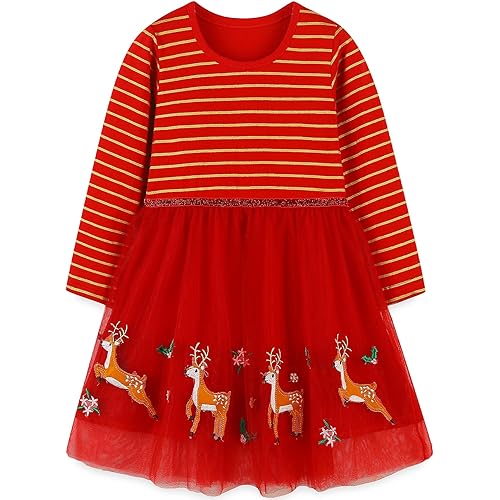 Bumeex Toddler Girl's Long Sleeve Dresses 2-7Y
