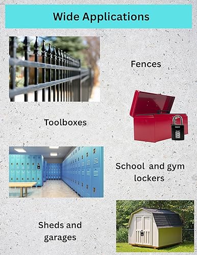 Miniatura 3 de FINEFIX Candado de combinación de grillete de 4 esferas de alta resistencia, resistente a la intemperie, cerradura para puerta, cobertizo, valla,