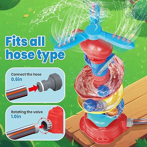 Miniatura 6 de Skirfy Aspersor de agua para niños, juguetes de agua 3 en 1 para niños y niñas, juego de pelota de atrapo, juego al aire libre, fiesta de verano en