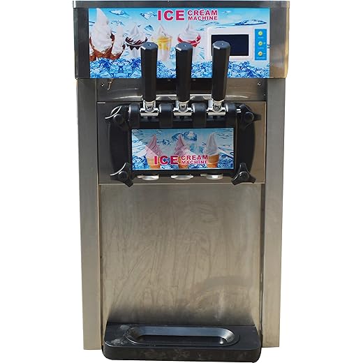INTBUYING 110V Commercial Soft Ice Cream Machine 1200W Frozen Yogurt Machine Mix 3 Flavor