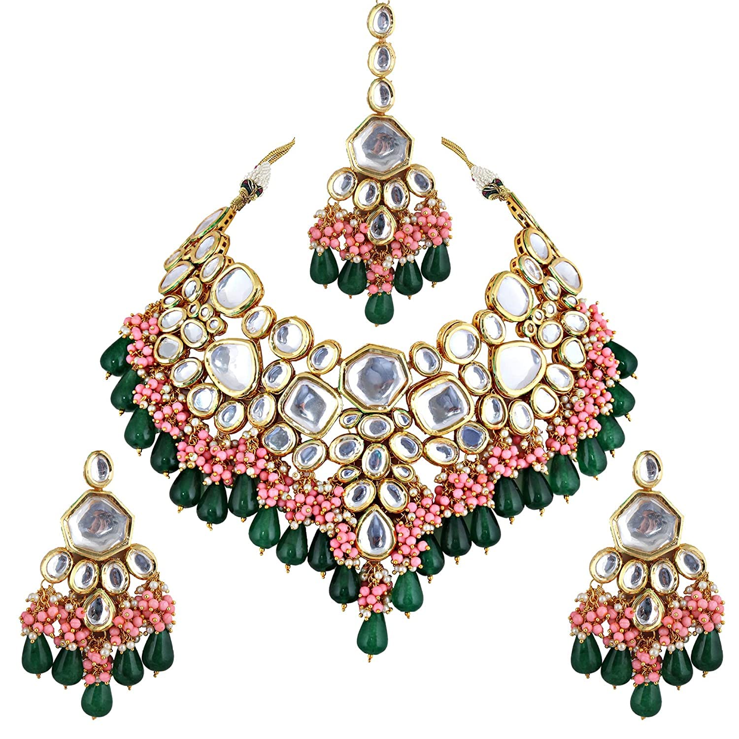 Lucky Jewellery 18K Gold Plated Multicolor with Monalisa Drop Bridal Set for Girls & Women (B0BFHRS9KS) Amazon Price History, Amazon Price Tracker