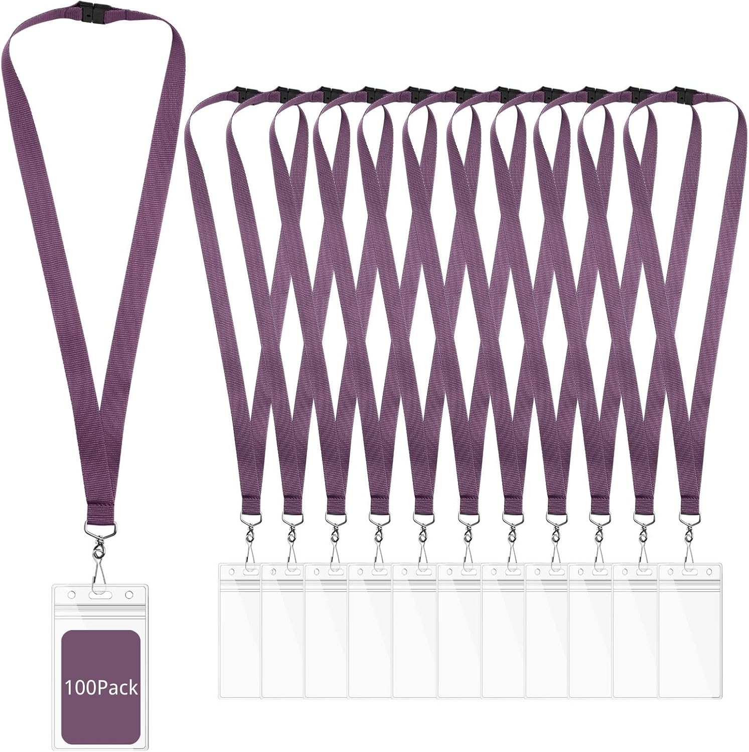 WEZEBEL 48-Pack Red Breakaway Lanyards with Waterproof Badge Holders, Polyester Neck Straps for ID Cards, Events, Office, and Schools