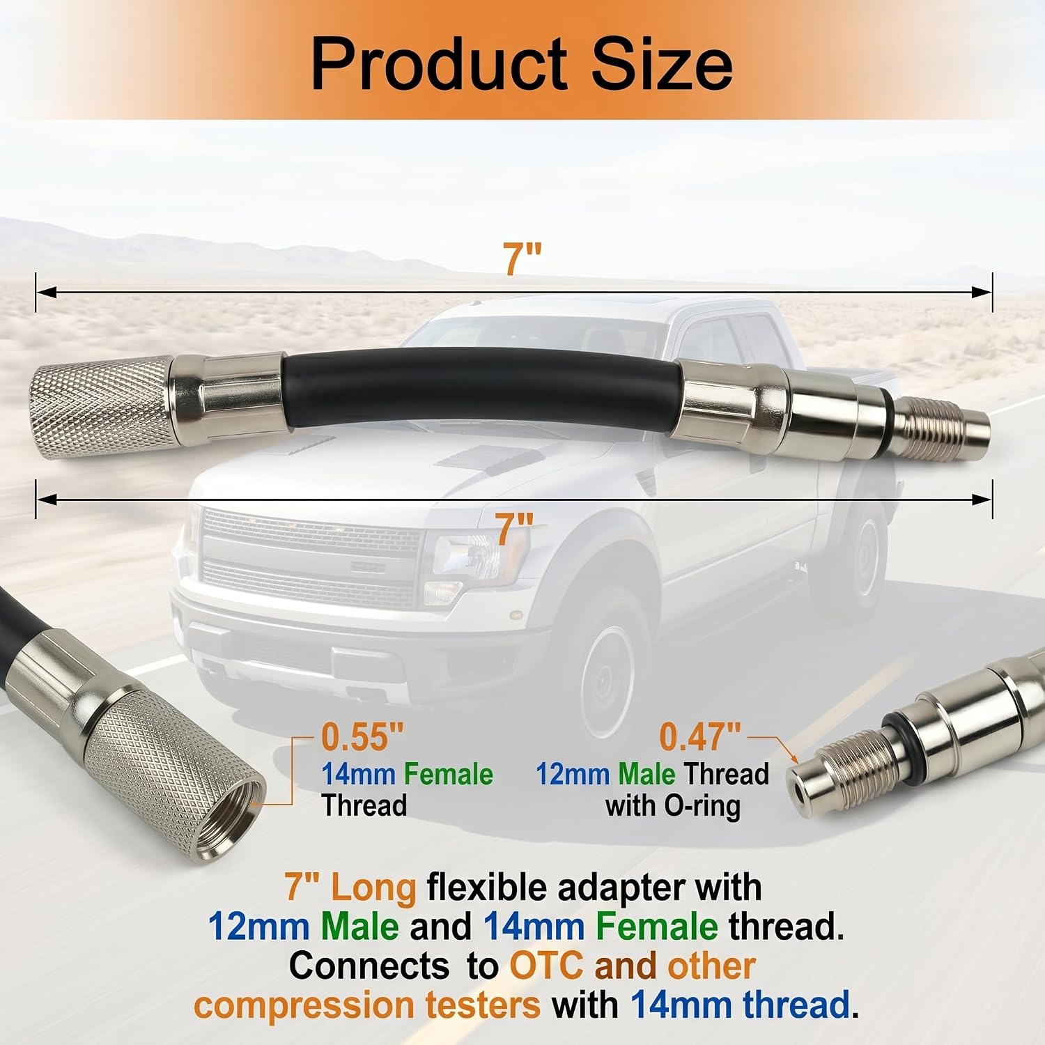 HIPADA 5608 12mm Compression Tester Adapter Compatible with 2008 and Newer Ford 4.6L, 5.4L, 6.8L 3-Valve Engines with 12mm Spark Plug