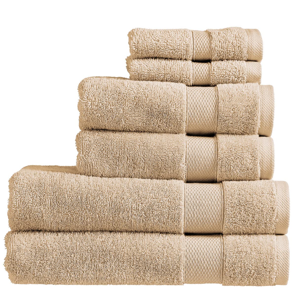 Christy Refresh Bathroom Towel Set | Set of 6 | 2 Bath 2 Hand 2 Face | Quick Dry | Gentle Pastel Tones | Soft Absorbent Shower Towels | 100% Cotton 550GSM | Driftwood Brown
