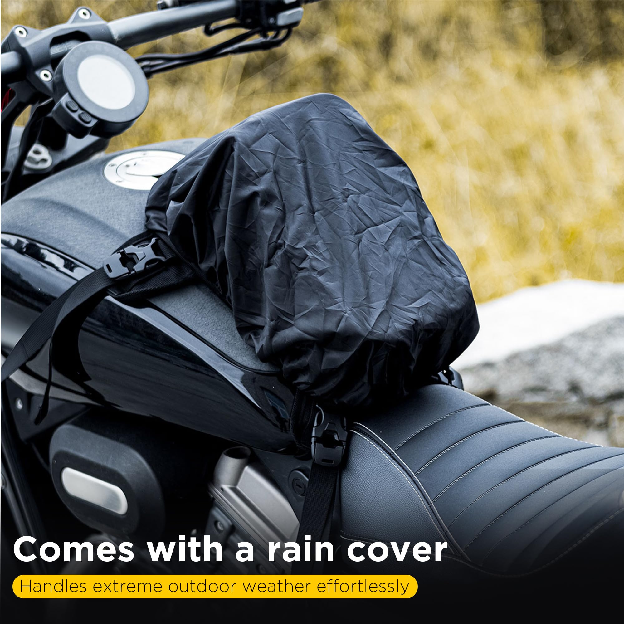 Motorrad Tankrucksack 5L Motorrad Tanktasche mit Regenschutz Großvolumig Outdoor Zubehör Motorradtasche mit Tragegriff(Schwarz)